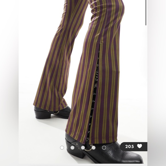 Basic Pleasure Mode Tabby Striped Bootcut Pants in Brown and Green - M - Picture 4 of 15